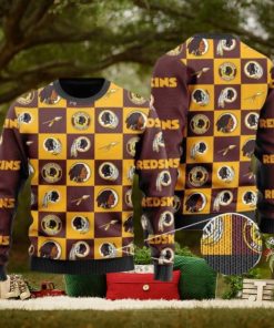 Redskins Logo Checkered Flannel Design Knitted Ugly Christmas Sweater