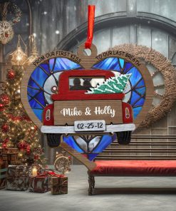 Redtruck Couple Personalized Suncatcher Ornament