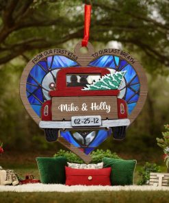 Redtruck Couple Personalized Suncatcher Ornament