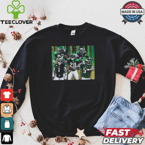 Reggie White, Jason Kelce, Jalen Hurts, Brian Dawkins, and Donovan McNabb Fly Eagles Fly Shirt
