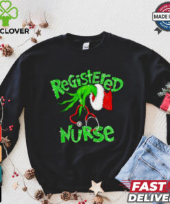 Registered Nurse Christmas Grinch hand faux glitter shirt