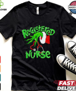 Registered Nurse Christmas Grinch hand faux glitter shirt
