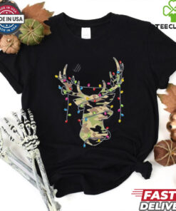 Reindeer Camo Hunting Christmas Lights Holiday shirt