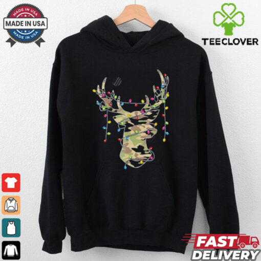 Reindeer Camo Hunting Christmas Lights Holiday shirt