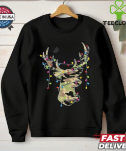 Reindeer Camo Hunting Christmas Lights Holiday shirt