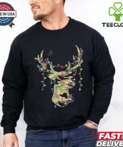 Reindeer Camo Hunting Christmas Lights Holiday shirt