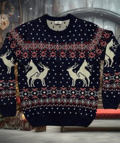 Reindeer Funny Ugly Christmas Sweater Navy