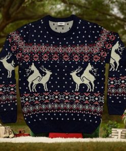 Reindeer Funny Ugly Christmas Sweater Navy