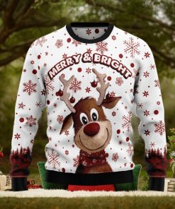 Reindeer Merry Bright Ugly Christmas Sweater Gift Men Women