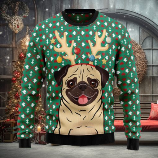 Reindeer Pug Ugly Christmas Sweater Thankgiving Gift Men Women