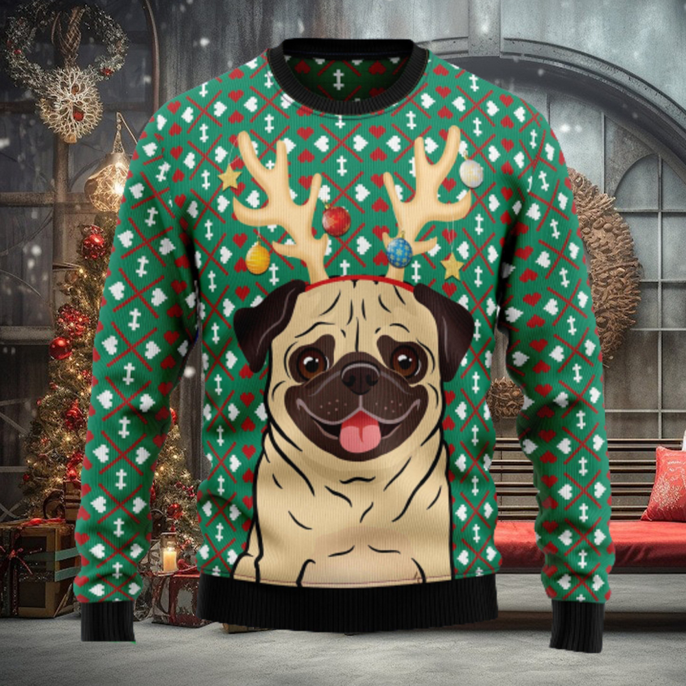 Reindeer Pug Ugly Christmas Sweater Thankgiving Gift Men Women Reindeer Pug Ugly Christmas Sweater Thankgiving Gift Men Women
