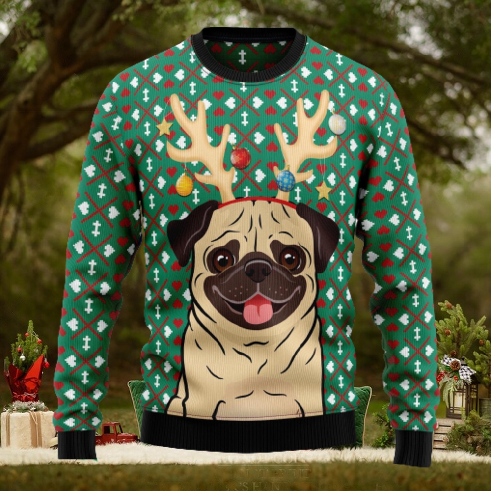 Reindeer Pug Ugly Christmas Sweater Thankgiving Gift Men Women Reindeer Pug Ugly Christmas Sweater Thankgiving Gift Men Women