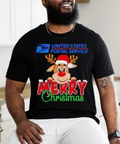 Reindeer Santa USPS United States Postal Service Merry Christmas logo shirt