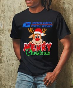 Reindeer Santa USPS United States Postal Service Merry Christmas logo shirt