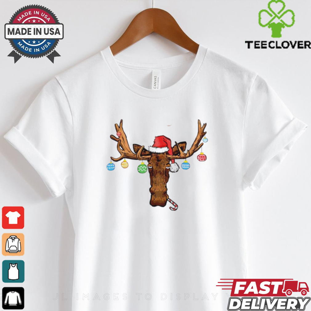 Reindeer Santa hat moose Christmas ball 2024 shirt Reindeer Santa hat moose Christmas ball 2024 shirt