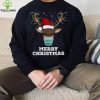 Womens Skeleton Messy Bun Santa Hat Christmas Pajama Skull X Mas Shirt