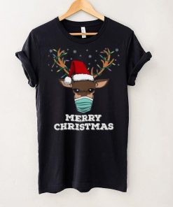 Reindeer face mask quarantine Merry Christmas t shirt