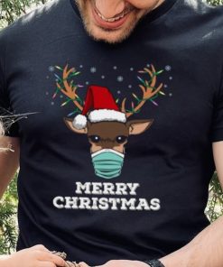 Reindeer face mask quarantine Merry Christmas t shirt