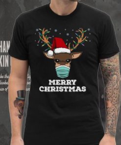 Reindeer face mask quarantine Merry Christmas t shirt
