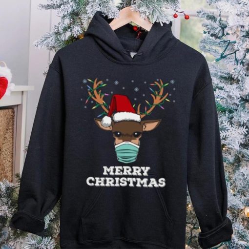 Reindeer face mask quarantine Merry Christmas t shirt