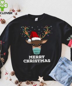 Reindeer face mask quarantine Merry Christmas t shirt