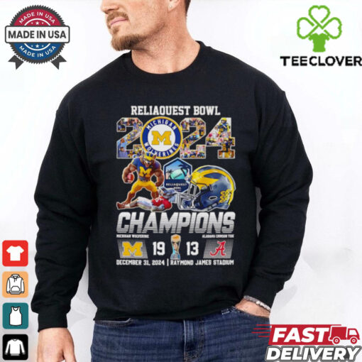 Reliaquest Bowl 2024 Champions Michigan Wolverines score mascot shirt
