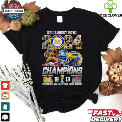 Reliaquest Bowl 2024 Champions Michigan Wolverines score mascot shirt