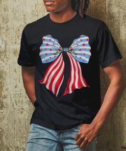 Retro American Flag Coquette Bow Patriotic 4Th Of July Women Women T shirt