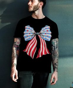 Retro American Flag Coquette Bow Patriotic 4Th Of July Women Women T shirt