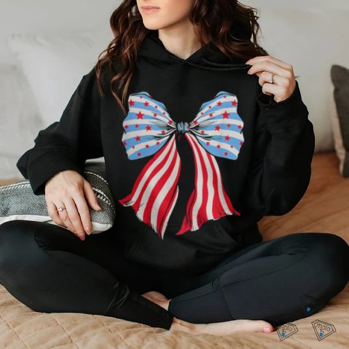 Retro American Flag Coquette Bow Patriotic 4Th Of July Women Women T shirt