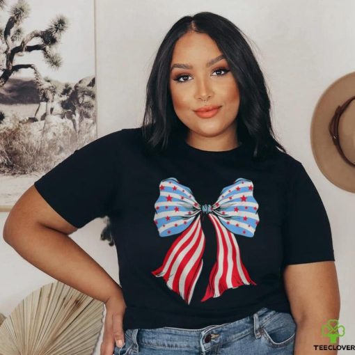Retro American Flag Coquette Bow Patriotic 4Th Of July Women Women T shirt