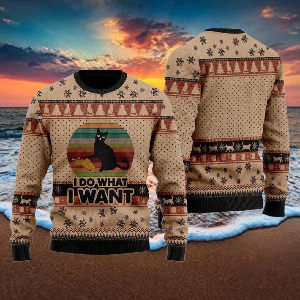 Retro Black Cat I Do What I Want Ugly Christmas Sweater Retro Black Cat I Do What I Want Ugly Christmas Sweater
