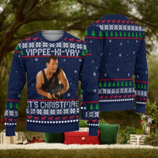 Retro Christmas Die Hard Ugly Sweater, Yippee Ki Yay Xmas Sweater