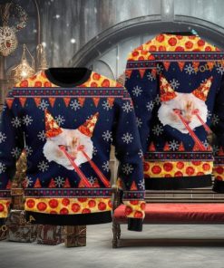 Retro Drax Pizza Cat Ugly Christmas Sweater, Family Ugly Christmas Sweater