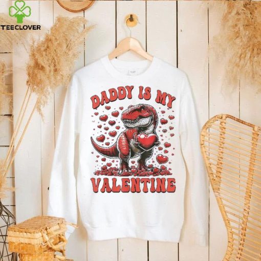 Retro Groovy Daddy Is My Valentine Cute Funny Dinosaur Shirt