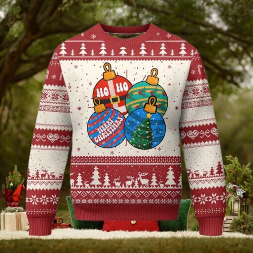 Retro Groovy Merry Christmas Ornament Ho Ho Ho Ugly Christmas Sweater