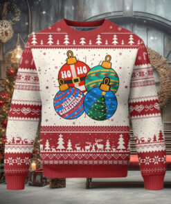 Retro Groovy Merry Christmas Ornament Ho Ho Ho Ugly Christmas Sweater
