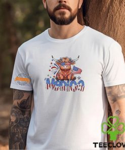 Retro Merica 4th Of July Highland Cow Shirt