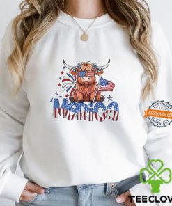 Retro Merica 4th Of July Highland Cow Shirt
