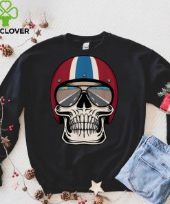 Retro Skull with Helmet and Sunglasses Design T Shirt