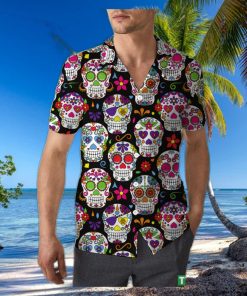 Retro Sugar Skull Halloween Unisex 3D Hawaiian Shirt Floral Gift For Men And Women Holiday