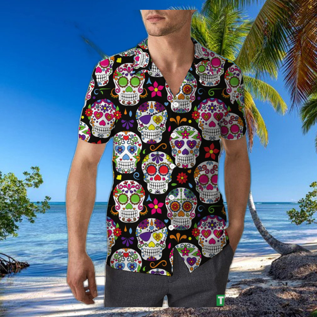 Retro Sugar Skull Halloween Unisex 3D Hawaiian Shirt Floral Gift For Men And Women Holiday Retro Sugar Skull Halloween Unisex 3D Hawaiian Shirt Floral Gift For Men And Women Holiday