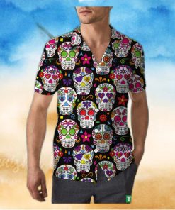 Retro Sugar Skull Halloween Unisex 3D Hawaiian Shirt Floral Gift For Men And Women Holiday