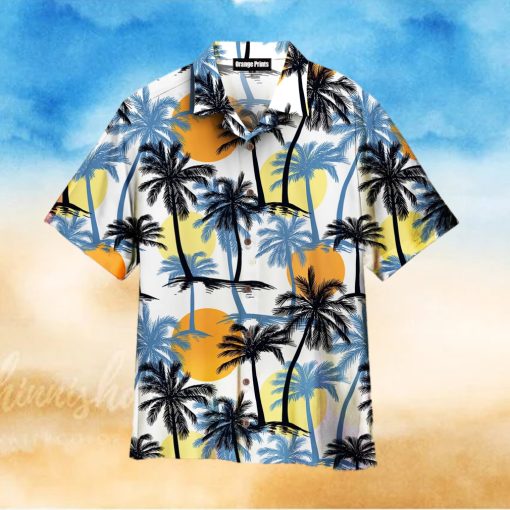 Retro Sunset Palm Trees Tropical Hawaiian Shirt