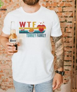 Retro Thanksgiving Wtf Wine Turkey Family Autumn Shirt