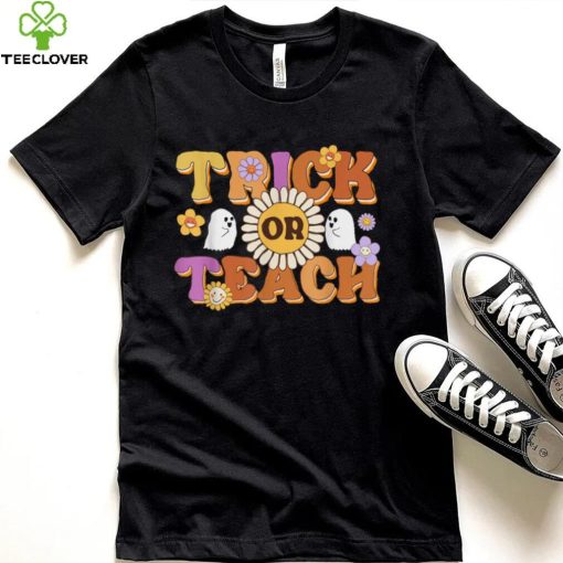 Retro Trick Or Teach Ghost Teacher Halloween Costume Womens T Shirt
