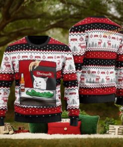 Rheingold Beer Cat Meme Ugly Christmas 3D Sweater, Friends Christmas Sweater