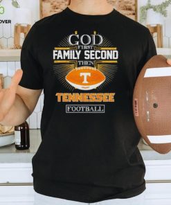 Rhinestone God first family second then Tennessee football shirt