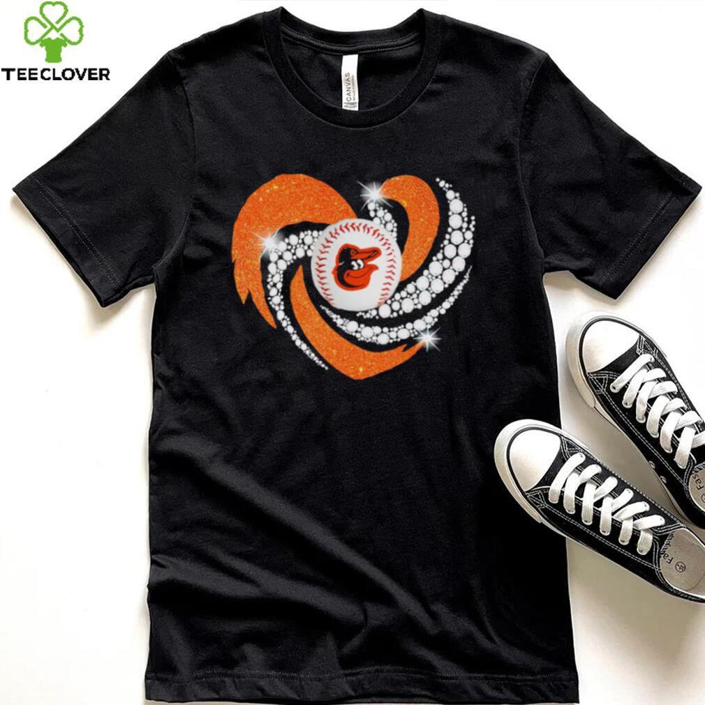 Rhinestone heart Baltimore Orioles baseball shirt Rhinestone heart Baltimore Orioles baseball shirt