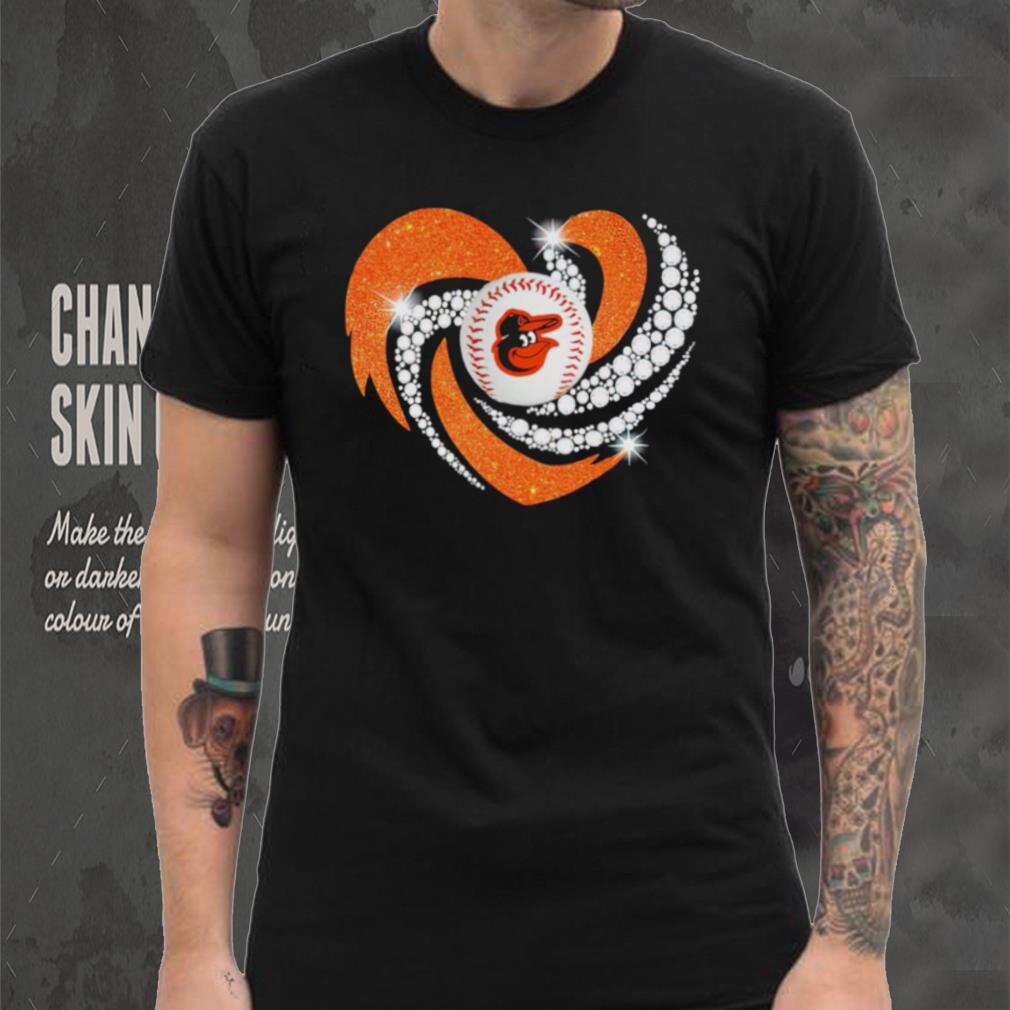Rhinestone heart Baltimore Orioles baseball shirt Rhinestone heart Baltimore Orioles baseball shirt
